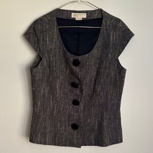 Michael Kors Fitted Black and Beige Button Down Dress Shirt